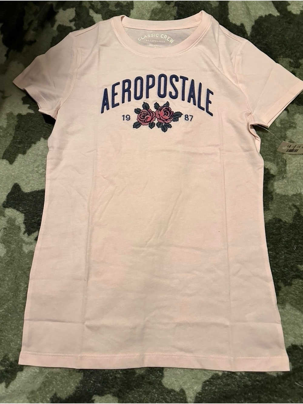 Aeropostale Pink Floral Logo Tee